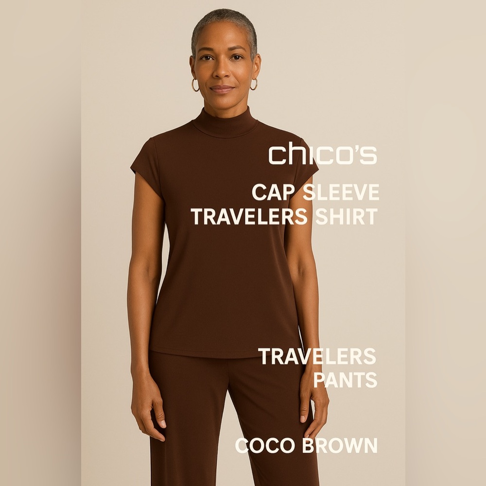 Chico's Travel Set! NWT.  Coco Cowl Neck & travel “no tummy” pants.